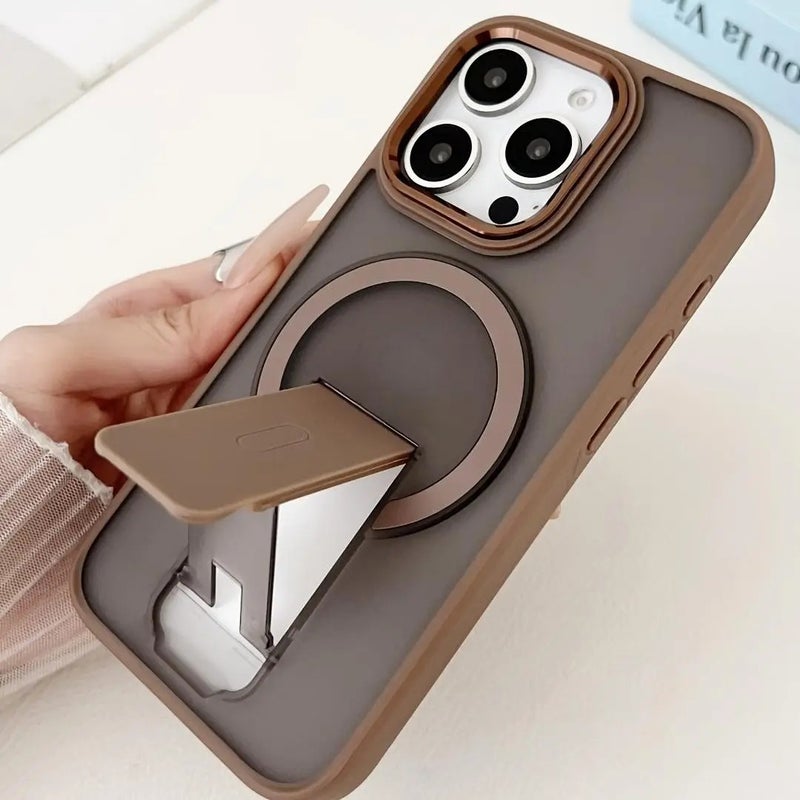 Magnetic Wireless Charging iPhone Case, Luxury Matte Semi-Transparent Stand, Shockproof Soft Buffer, for iPhone 17 16 15 14 13 12 11 Pro Max Plus - Image 2