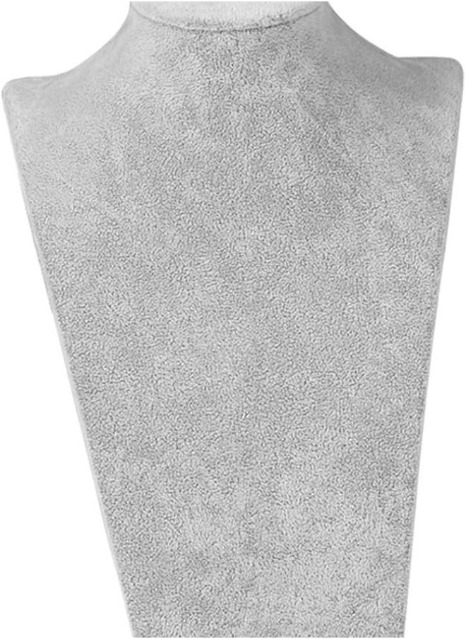 silvercnc 2 Pack Necklace Display Bust Mannequin Jewelry Display Stand Holder, Grey Velvet  - Image 2