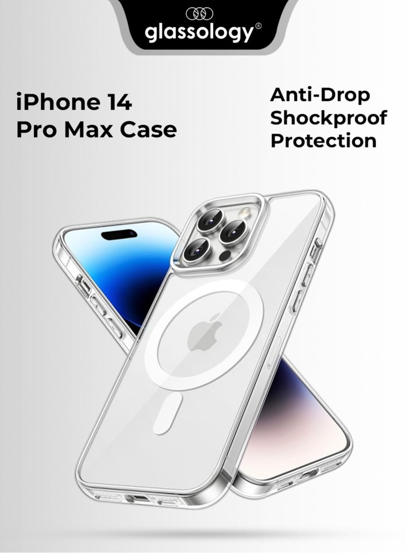 glassology iPhone 14 Pro Max Magsafe Case 6.7 Inch Slim Thin Magnetic Case Yellowing Resistant Anti Drop Shock Absorption Anti Scratch and Hard Back Crystal Case Cell Phone Case iPhone 14 Pro Max - Image 1