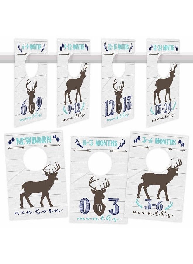 Hadley Designs - 7 Woodland Baby Nursery Closet Organizer Dividers For Boy Clothing Blue Deer Age Size Hanger Organization For Kid Toddler Infant Newborn Clothes Must Have Shower Registry Gift Supplies 024 Months - Image 1