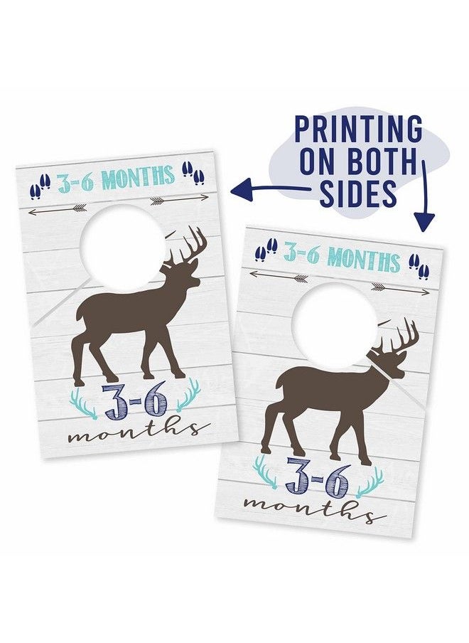 Hadley Designs - 7 Woodland Baby Nursery Closet Organizer Dividers For Boy Clothing Blue Deer Age Size Hanger Organization For Kid Toddler Infant Newborn Clothes Must Have Shower Registry Gift Supplies 024 Months - Image 1
