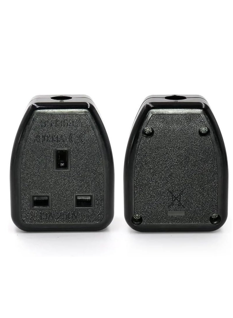 Dkurve® 3 Pin 13A 250V UK British Standard Female Socket Power Adaptor Detachable Power Cord Cable Connector Socket without Plug and Cable Black (3-PACK) - Image 1