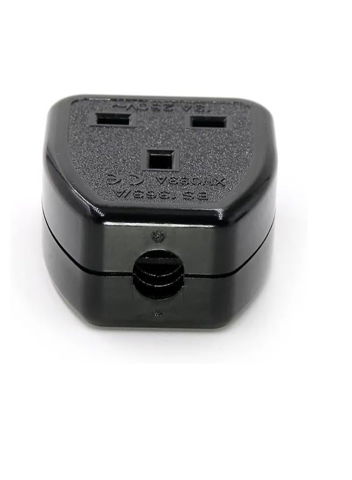 Dkurve® 3 Pin 13A 250V UK British Standard Female Socket Power Adaptor Detachable Power Cord Cable Connector Socket without Plug and Cable Black (3-PACK) - Image 2