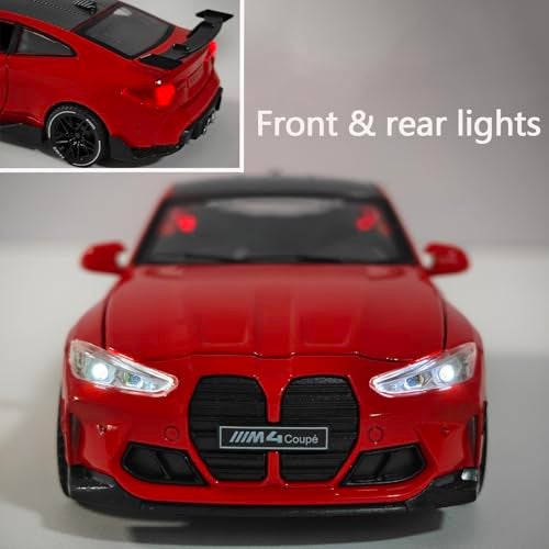 ERBADIHAGO Toy Cars Compatible for M4M Performance Parts 132 Metal Model Car Pull Back Car Toys with Light and Sound Toys Car Collectible Model for Children Age 3 Year Old Red - Image 5
