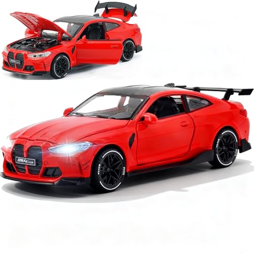 ERBADIHAGO Toy Cars Compatible for M4M Performance Parts 132 Metal Model Car Pull Back Car Toys with Light and Sound Toys Car Collectible Model for Children Age 3 Year Old Red - Image 1