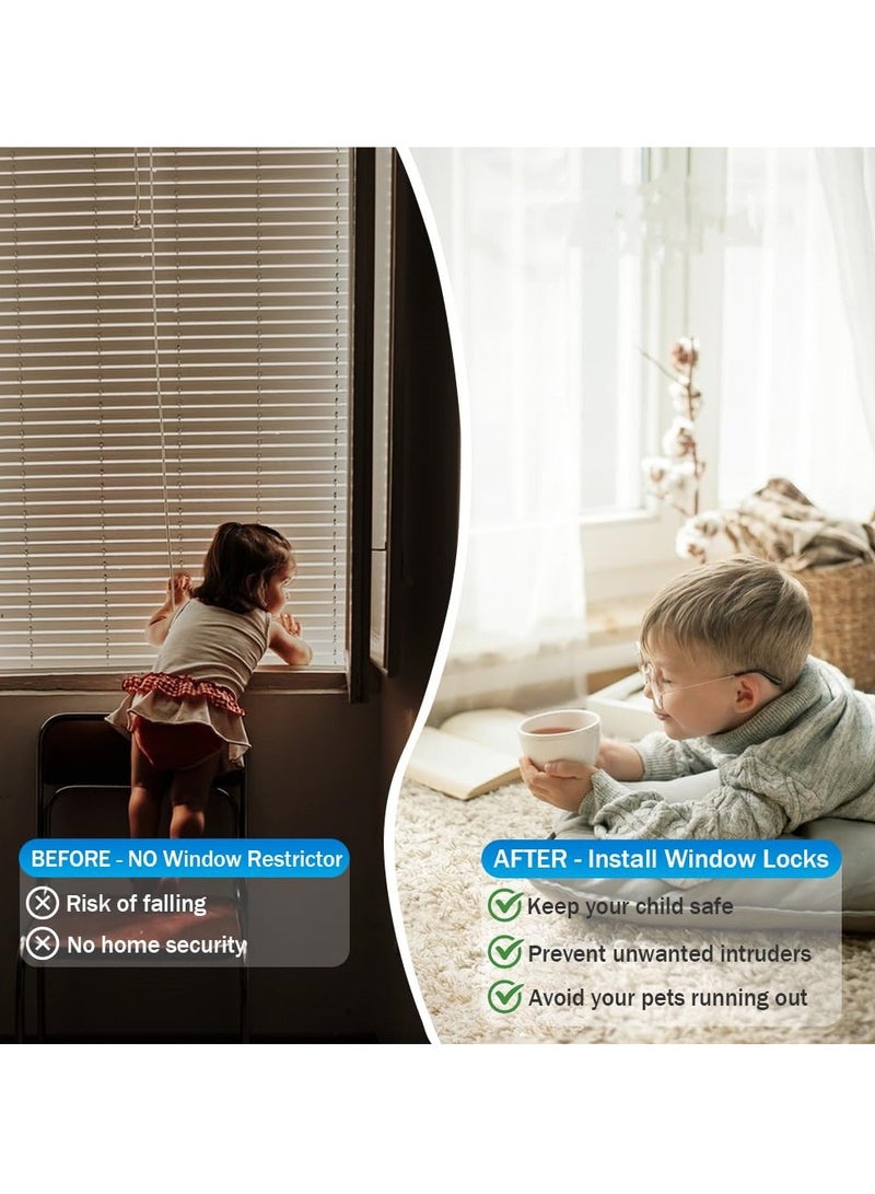 Window Restrictor, Child Safety Window Restrictor Adjustable Window Restrictor for Aluminum, Wooden and Metal Window Frames for Toddlers  Pets Safety - Image 2