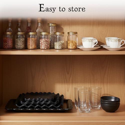 NWK 5 Piece Cake Stand Set with 2 x 3-Tier Cupcake Stands, 1 x2-Tier Cupcake Stands, 2 x Appetizer Trays, for Wedding Birthday Baby Shower Tea Party Decorations (Black) - Image 4