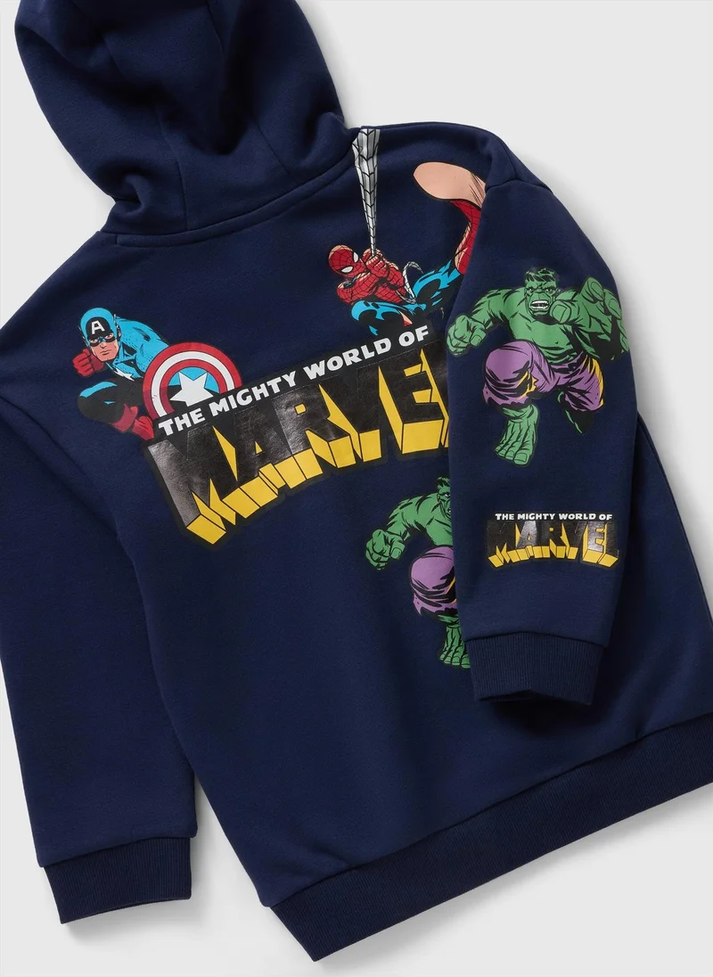 ماتلان Marvel Boys Navy Foil Hoodie