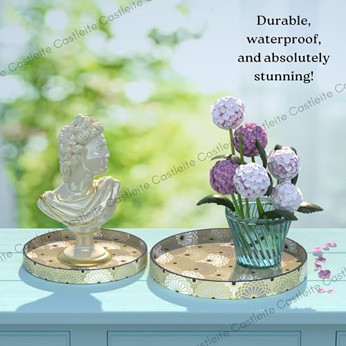 Castleite Ember Decorative Round Wooden Tray Set of 2 Handcrafted Trays for Serving, Use in Kitchen, Dining Table, Decor or Storage - Epoxy Resin Coated - Large, Small (Luksusowy) - Image 4