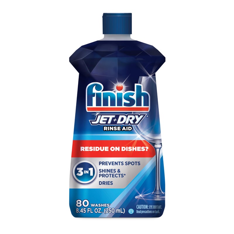 Finish Jet-Dry Dishwasher Rinse Aid, Compatible with Dishwasher Detergent, Prevents Spots & Residues, Dries, Shine & Protects, 8.45 oz, 80 Washes. - Image 1
