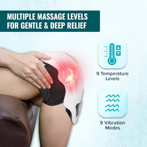 Q Devices Knee Massager with Heat & Vibration - Wireless Infrared Joint Relief for Arthritis - 9 Heat Levels & 9 Vibration Modes - LED Display Air Compression Knee Wrap for Injury Recovery. - Image 3
