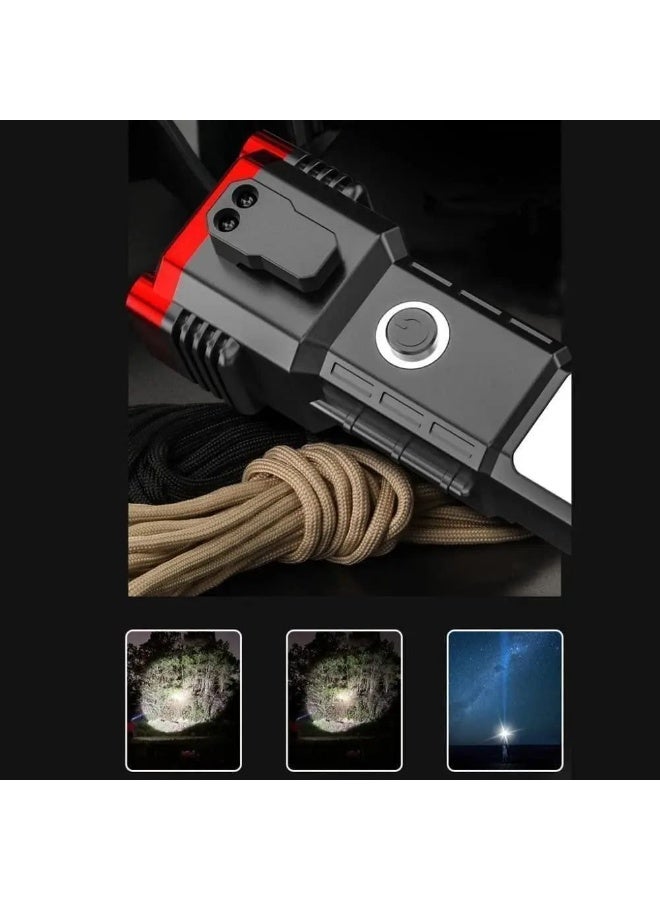 Generic LightLED™ 3W Rechargeable Torch – Long-Distance Flashlight with Car Emergency Hammer & Cutter  - Image 2