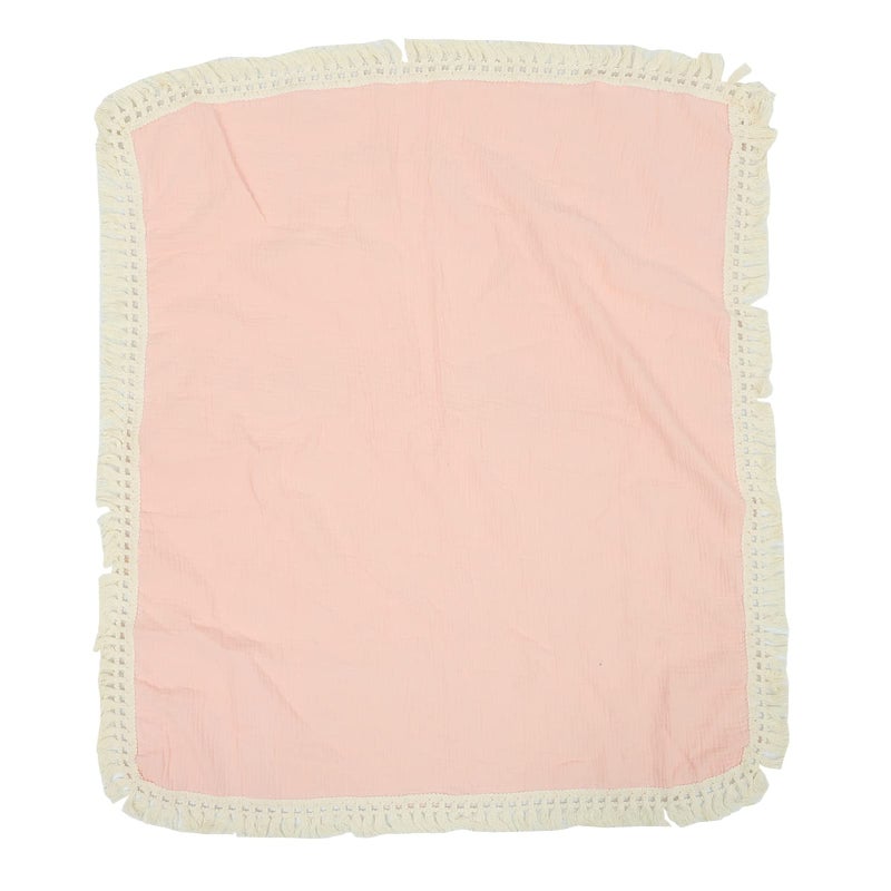 Fringed Gauze Baby Blanket Pink Cotton Swaddle Sleeping Comfort Infant Toddler Crib - Image 2