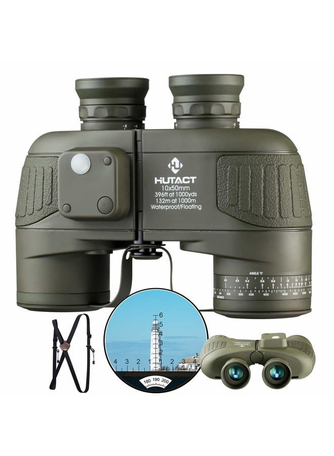 HUTACT Binoculars for Adults 10x50, Built-in Compass and Range Finder, for Bird Watching Large Eyepiece Lens, Large Field of Vision, Suitable for Cross-Country and Travel  - Image 1