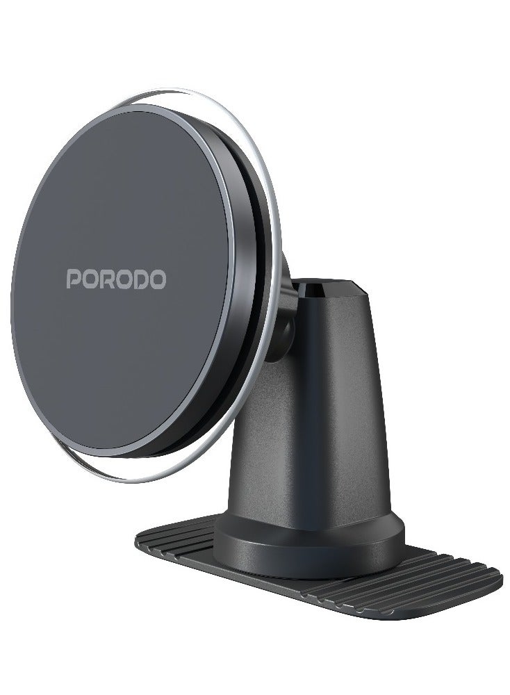 porodo MagSafe Magnetic Air Vent & Dash Mount with Adjustable Viewing Angle & Strong N55 Magnets / Horizontal & Vertical Mobile Holder /  Transparent Design - Black - Image 1