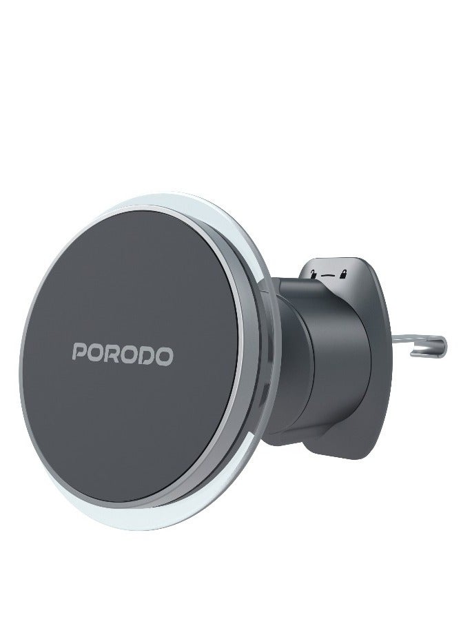 porodo MagSafe Magnetic Air Vent & Dash Mount with Adjustable Viewing Angle & Strong N55 Magnets / Horizontal & Vertical Mobile Holder /  Transparent Design - Black - Image 2