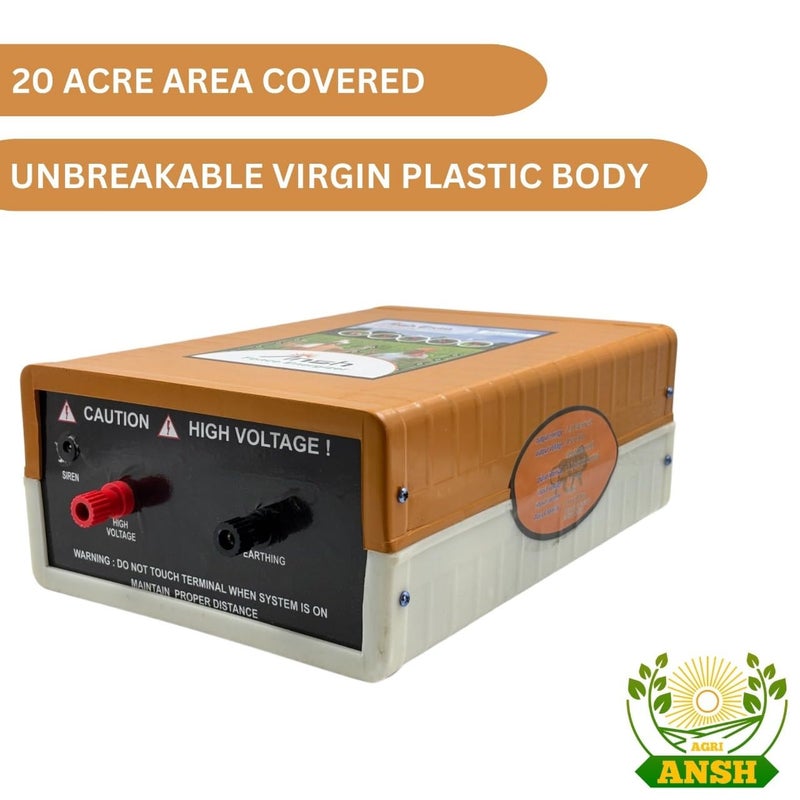 AGRIANSH Store 8 KV Solar Zatka Machine Solar Fence Energizer with Jhatka Kit Security System for Agricultural Farms 20 Acre Area Covered - Image 2