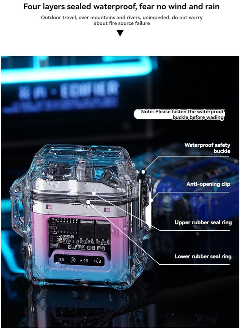 Electric Lighter Flameless Windproof Waterproof Rechargeable Suitable For Friends, Men, Father, Husband Gift (Pink Purple Gradient) - Image 5