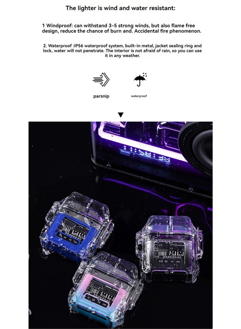 Electric Lighter Flameless Windproof Waterproof Rechargeable Suitable For Friends, Men, Father, Husband Gift (Pink Purple Gradient) - Image 3