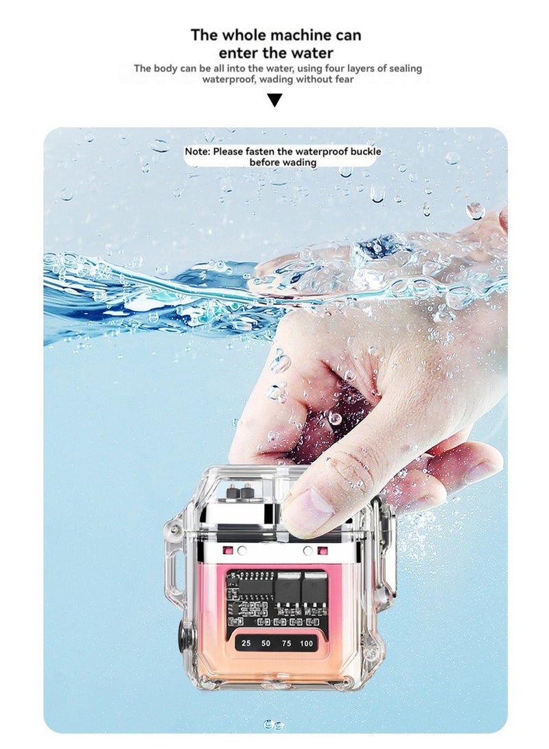 Electric Lighter Flameless Windproof Waterproof Rechargeable Suitable For Friends, Men, Father, Husband Gift (Pink Purple Gradient) - Image 4