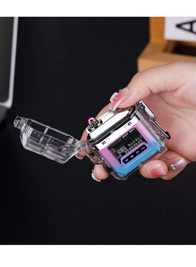 Electric Lighter Flameless Windproof Waterproof Rechargeable Suitable For Friends, Men, Father, Husband Gift (Pink Purple Gradient) - Image 2