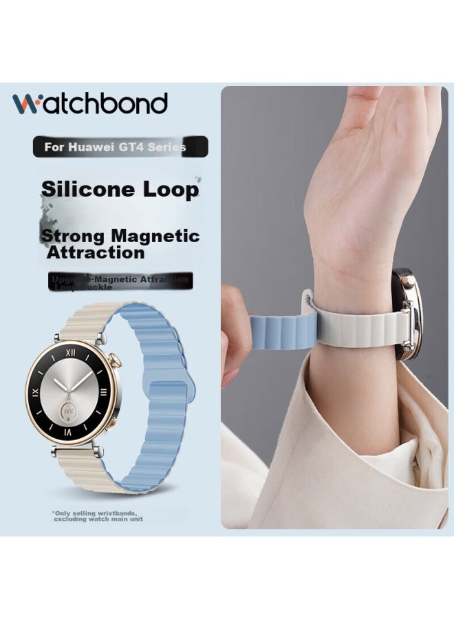 Watchbond Compatible With Huawei Watch Band Gt5 Women's 41mm Ice Crystal Blue Strap, Gt4 Magnetic Silicone Loop Wristband, Smart Sports 18mm Spring And Summer Breathable Wristband Accessory - Image 1