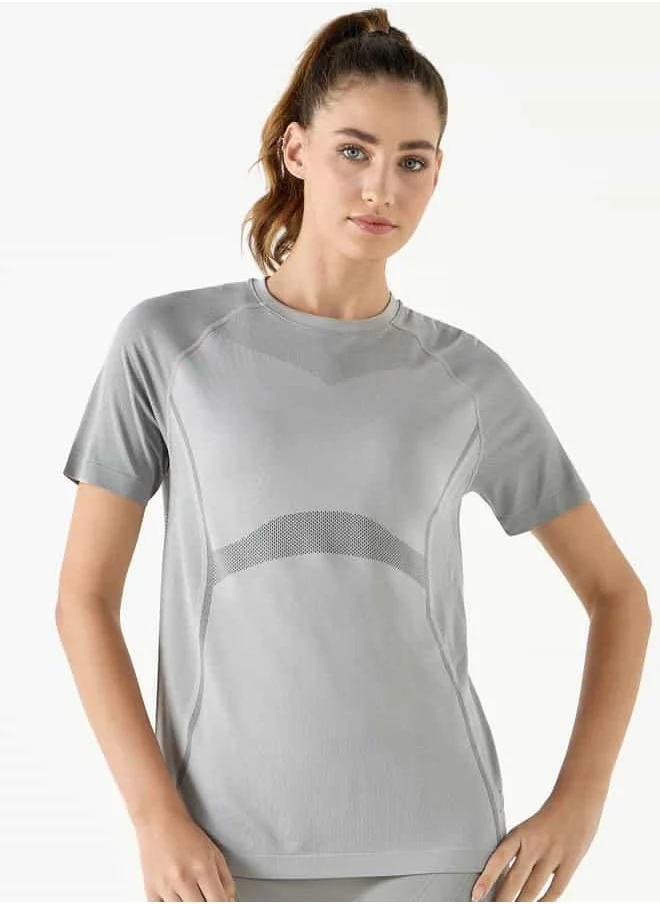 ADOT Textured Crew Neck T-shirt with Short Sleeves