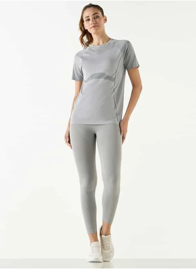 ADOT Textured Crew Neck T-shirt with Short Sleeves