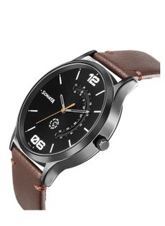 Sonata Leather Band Analog Wrist Watch 77105NL01 42mm Brown  - Image 3