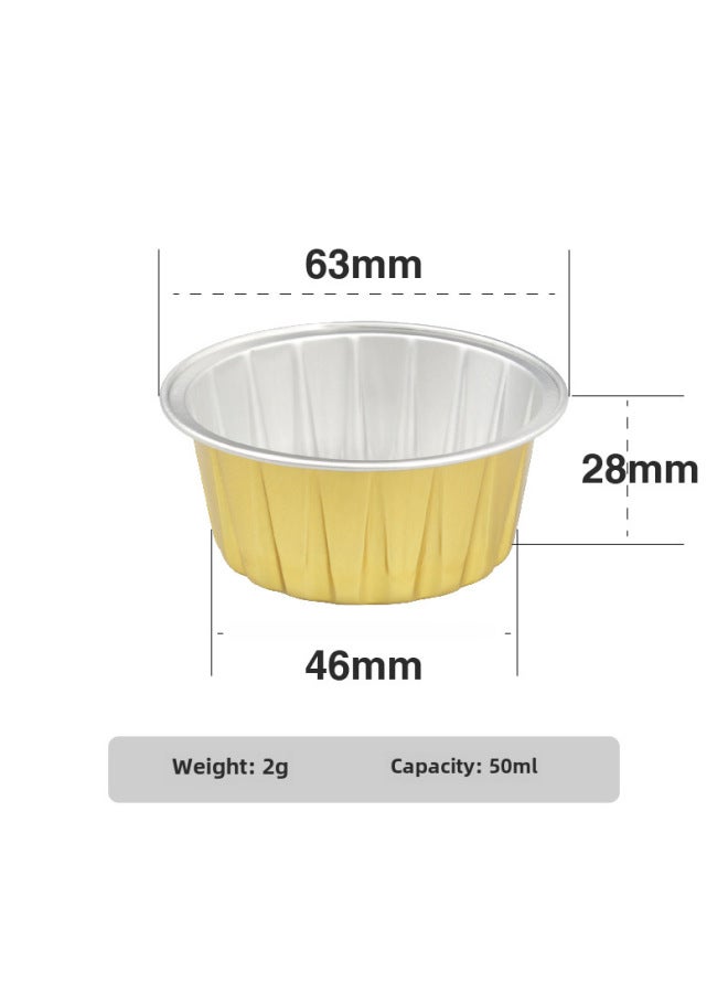 Thickened Disposable Snow White Bubble Tea Cups Big Fortune Buns Baking Aluminum Foil Tin Foil Packaging Box Packaging-Specifications:OX-63/28(50ml) Gold-Color:One Box Without Cover (2000) - Image 1