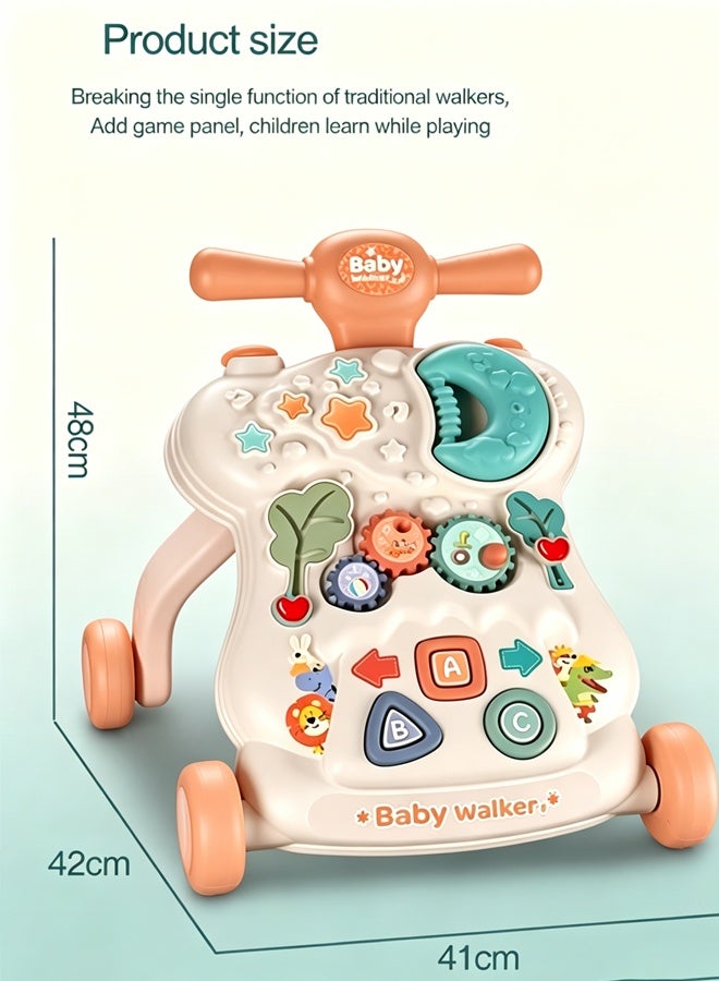 RIKON LIKO 3 in 1 Baby Walker for Girls Boys Sit-to-Stand Walker Learning Walkers Activity Center Table Educational with Removable Play Panel Weight Gain Design Walking Toys for Infant Boys Girls (Pink) - Image 2