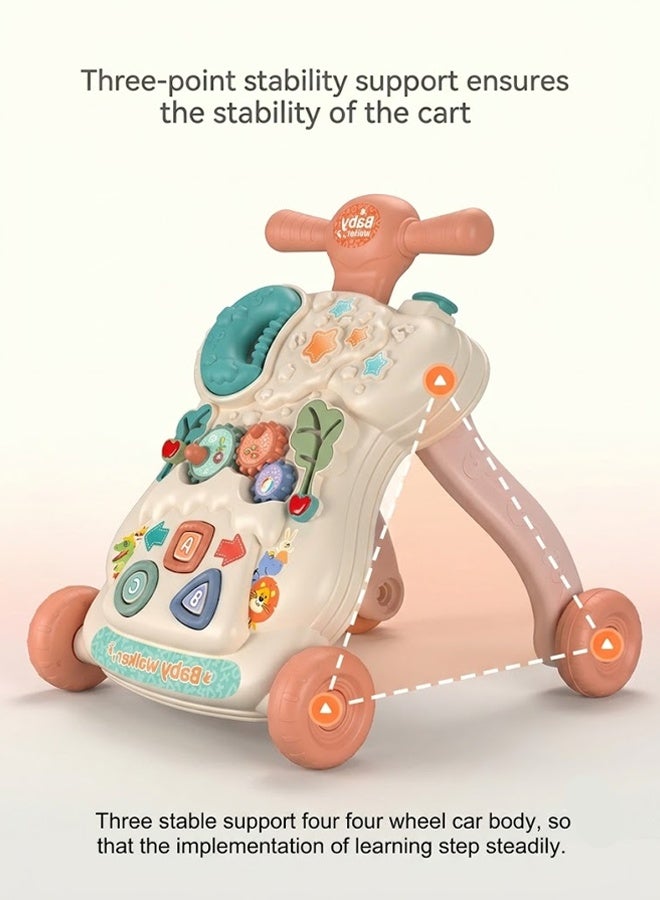 RIKON LIKO 3 in 1 Baby Walker for Girls Boys Sit-to-Stand Walker Learning Walkers Activity Center Table Educational with Removable Play Panel Weight Gain Design Walking Toys for Infant Boys Girls (Pink) - Image 4