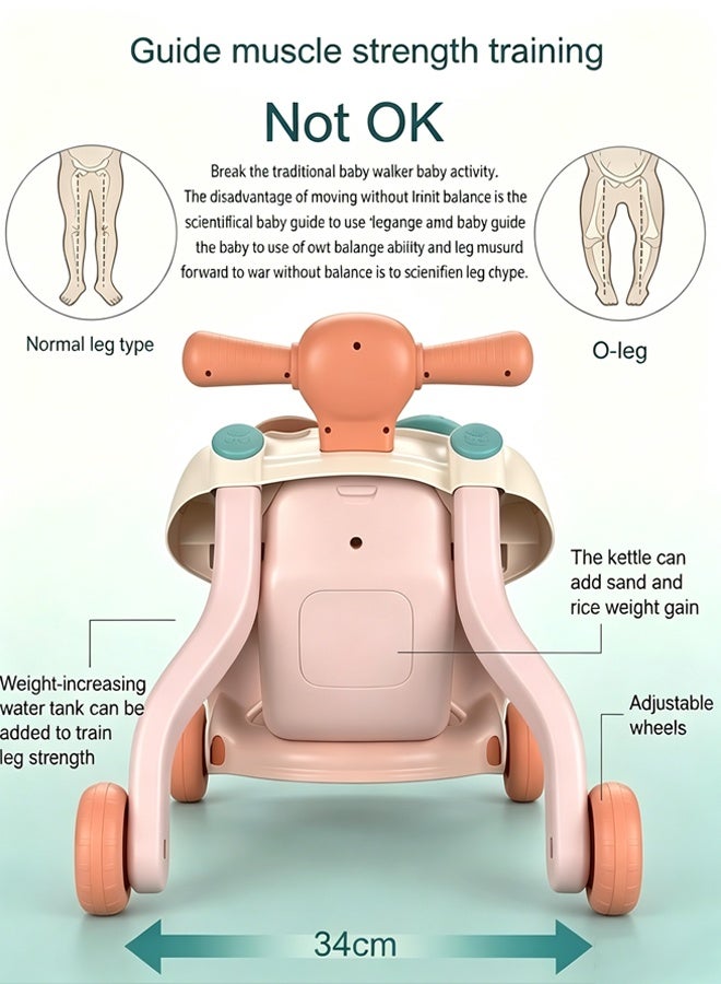RIKON LIKO 3 in 1 Baby Walker for Girls Boys Sit-to-Stand Walker Learning Walkers Activity Center Table Educational with Removable Play Panel Weight Gain Design Walking Toys for Infant Boys Girls (Pink) - Image 5