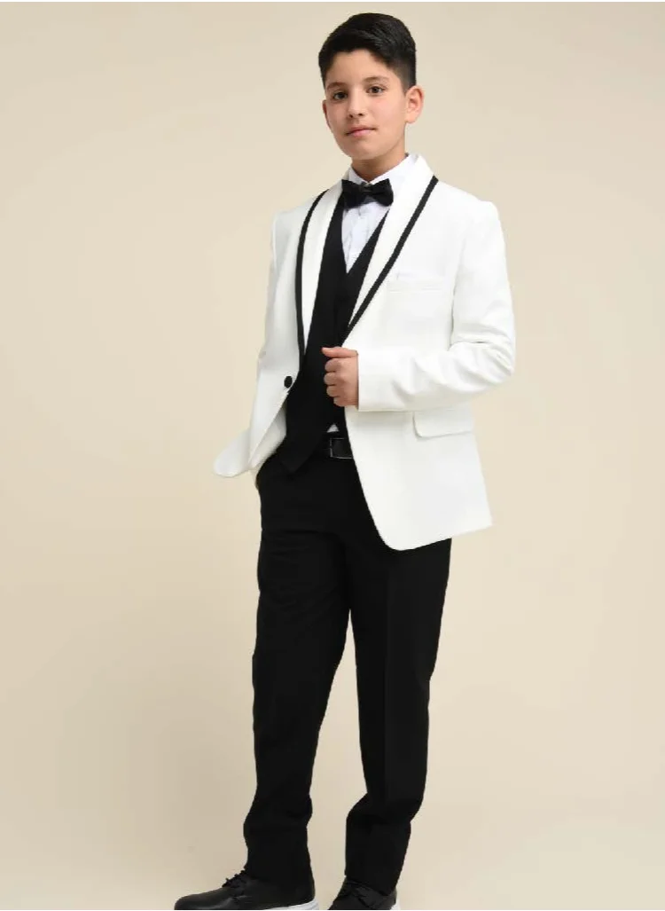 VIA BAMBINO Formal Boys White Suit 9072