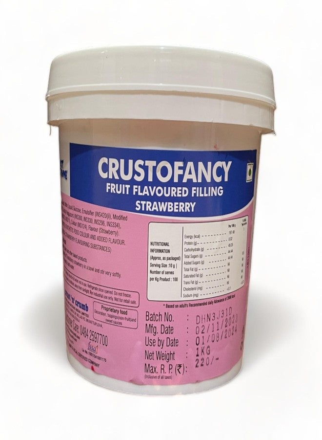 EXCEL ENTERPRISES Crust and Crumb Strawberry Filling 1 Kg - Ideal for Professional Bakers and Home Kitchens |Pack of 1