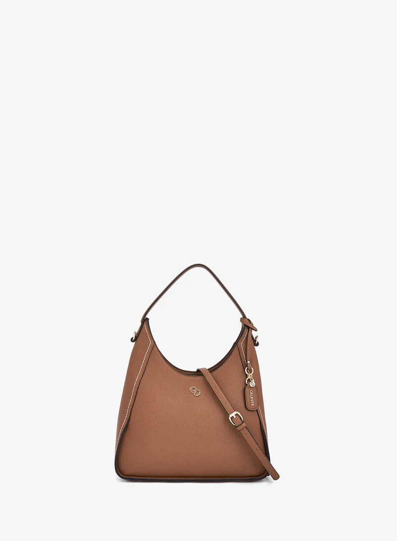 سيليست Textured Shoulder Bag With Zip Closure