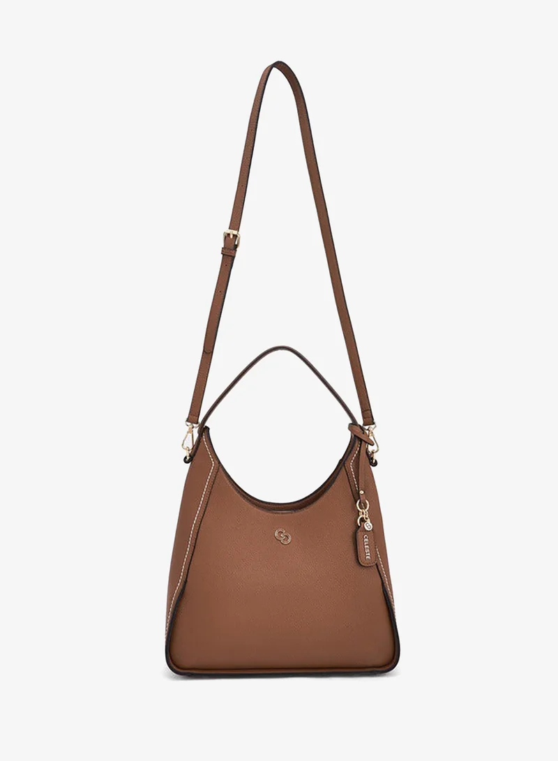 سيليست Textured Shoulder Bag With Zip Closure