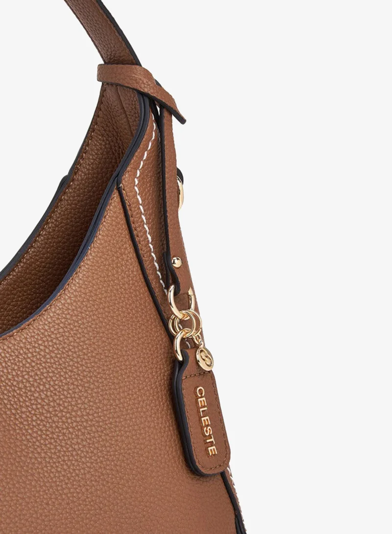 Celeste  Textured Shoulder Bag With Zip Closure for Women | Best Price UAE