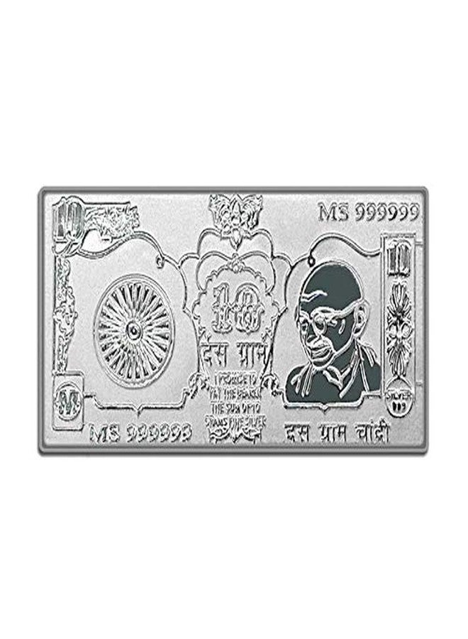 MAA SILVER Pure Silver 10 Grams Gandhiji BIS Hallmarked Currency Bar Perfect for Gifting Investment (999 Purity)(10 Grams Silver) - Image 1