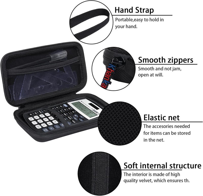 Khanka حافظة لآلة حاسبة هندسية وعلمية من Texas Instruments TI-30Xa / TI BA II Plus / TI-30XIIS / TI-30XS MultiView / TI-36X Pro، حافظة فقط (أسود) - Image 5
