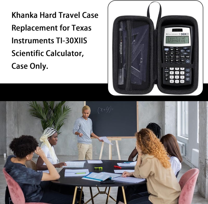Khanka حافظة لآلة حاسبة هندسية وعلمية من Texas Instruments TI-30Xa / TI BA II Plus / TI-30XIIS / TI-30XS MultiView / TI-36X Pro، حافظة فقط (أسود) - Image 3