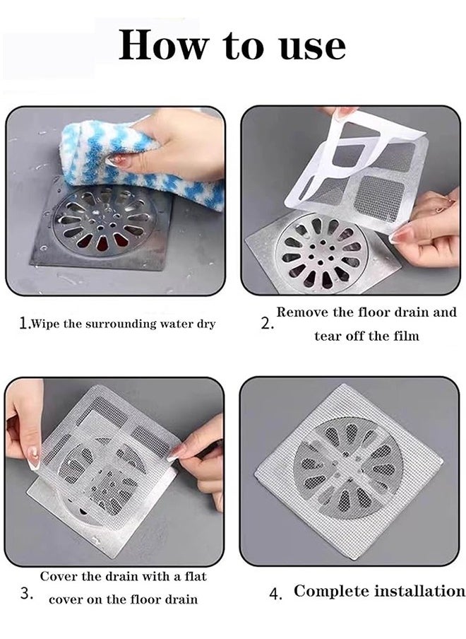 50 Disposable Shower Drain Mesh Stickers, Drain Cover,Floor Drain Stickers, Sink Strainer Stickers, Hair Catcher, Hair Sewer Stickers for Bathroom, Laundry Room, Bathtub, Kitchen, Sink, and more.