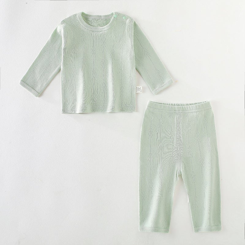 Autumn Clothes and Pants Pure Cotton Category A Baby Underwear for Boys and Girls and Children suit Baby Spring and Autumn Split Clothes Anyang Childrens Clothing 5633 Green Small Tree (Boneless Pure Cotton Class A)