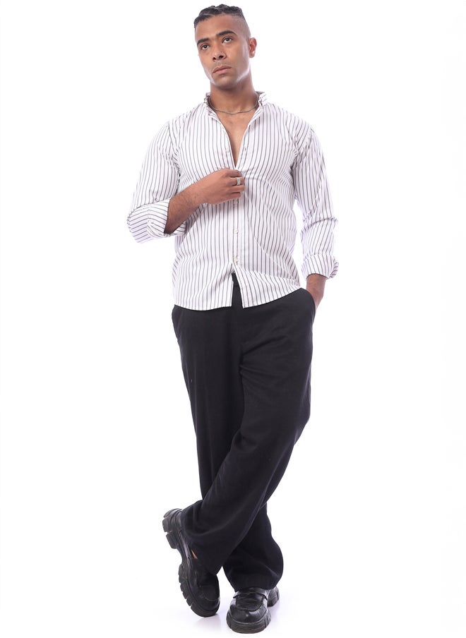 RAVIN White Cotton Striped Comfy Shirt  - Image 5