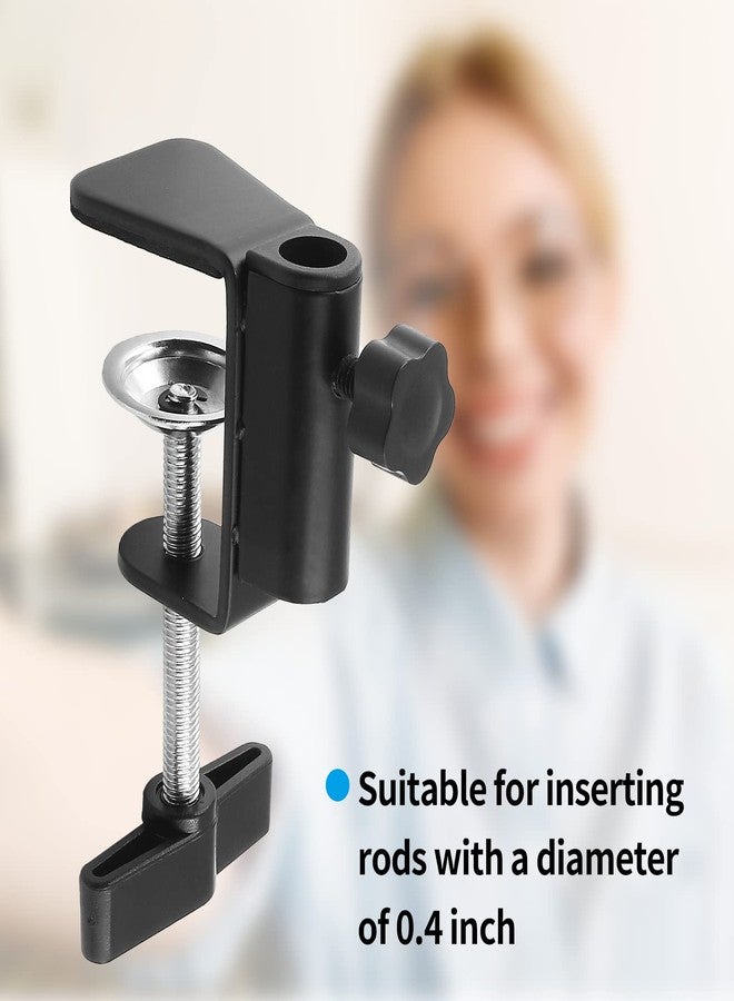 LifCratms C-Clamp Base Stand Mounting Accessory, Metal Black Table Mount Desk Light Holder for Desktop Lamp Monitor Microphone Mic Arm Stand (12mm/0.47" Dia Hole) - Image 5