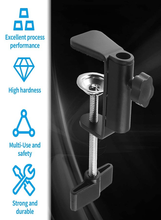 LifCratms C-Clamp Base Stand Mounting Accessory, Metal Black Table Mount Desk Light Holder for Desktop Lamp Monitor Microphone Mic Arm Stand (12mm/0.47" Dia Hole) - Image 4