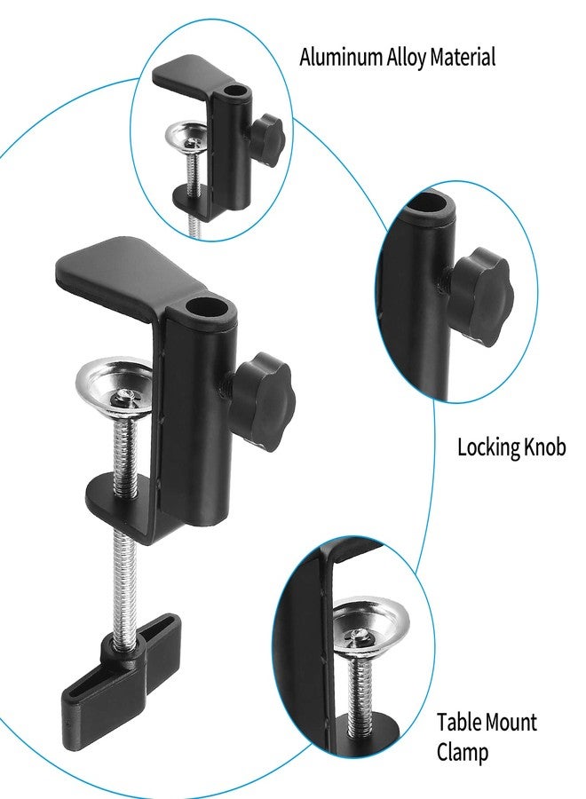LifCratms C-Clamp Base Stand Mounting Accessory, Metal Black Table Mount Desk Light Holder for Desktop Lamp Monitor Microphone Mic Arm Stand (12mm/0.47" Dia Hole) - Image 3