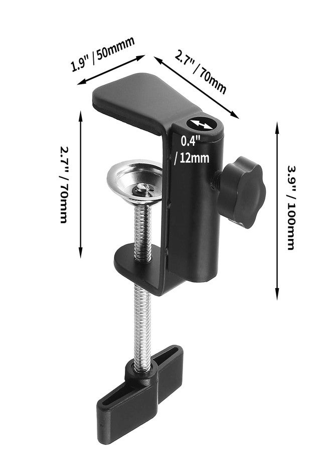 LifCratms C-Clamp Base Stand Mounting Accessory, Metal Black Table Mount Desk Light Holder for Desktop Lamp Monitor Microphone Mic Arm Stand (12mm/0.47" Dia Hole) - Image 2