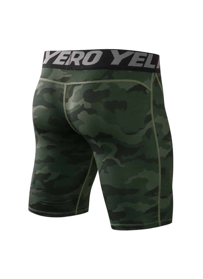 Loquat Men Quick Dry Breathable Elastic Shorts Green  - Image 2