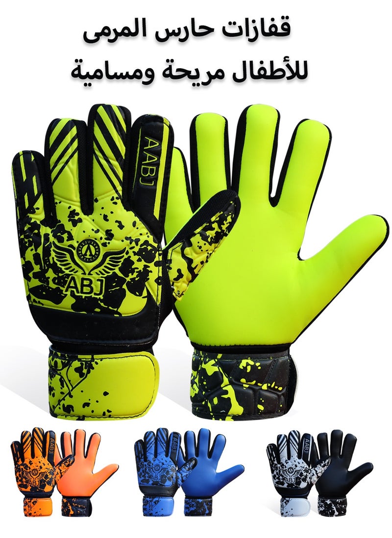 ABJ Youth Soccer Goalie Gloves Heavy Grip Palm, Double Wrist Support for Boys, Kids, Children - 4mm Latex - Football Goalkeeper Gloves, Available in Multiple Colors.  - Image 1